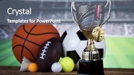  Presentation with sport award - Cool new slide deck with awards ceremony tennis - winning trophy championship award sport backdrop and a  colored foreground