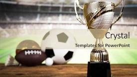  Presentation with sport award - PPT theme with awards ceremony tennis - winning trophy championship award sport background and a  colored foreground