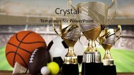  Presentation with sport award - Slide set with awards ceremony tennis - winning trophy championship award sport background and a  colored foreground