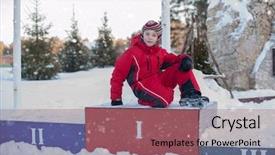  Presentation with pine forest - Theme enhanced with red clothes is ski background and a violet colored foreground