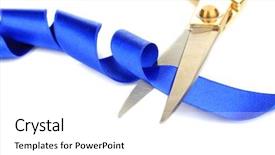  Presentation with sales award - Slide set consisting of award sales - satin ribbon curled around scissors background and a white colored foreground