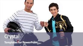  Presentation with motocross - Slides featuring awards motor - father congratulating son on motocross background and a  colored foreground