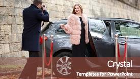  Presentation with awards show - Amazing slides having awards show - beautiful young woman and photographer backdrop and a tawny brown colored foreground