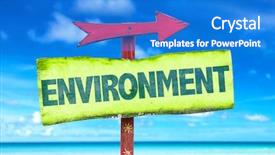  Presentation with environment - Beautiful PPT theme featuring awareness climate change - environment sign with beach background backdrop and a cobalt blue colored foreground