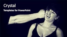  Presentation with violence woman - PPT layouts enhanced with awareness violence - emotional portrait of abused woman background and a black colored foreground