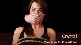  Presentation with violence woman - Presentation theme having awareness violence - emotional portrait of abused woman background and a wine colored foreground