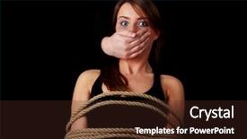  Presentation with black woman - PPT layouts featuring awareness violence - emotional portrait of kidnapped woman background and a  colored foreground