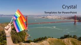  Presentation with rainbow lgbt - Colorful slide set enhanced with awareness wristband holding rainbow flag backdrop and a  colored foreground