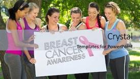  Presentation with breast cancer awareness month - PPT theme enhanced with awarness training - breast cancer awareness message background and a light blue colored foreground