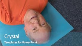  Presentation with senior fitness - Amazing theme having awarness training - close-up of happy active senior backdrop and a teal colored foreground