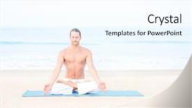  Presentation with fit test - Presentation theme consisting of awarness training - fit man meditating background and a cool aqua colored foreground