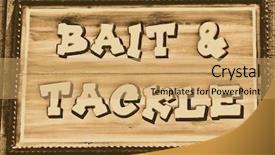  Presentation with fishing - Audience pleasing slide set consisting of away fishing - bait and tackle sign backdrop and a yellow colored foreground