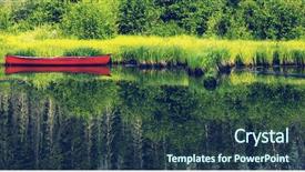  Presentation with fishing boat - Cool new presentation design with away fishing - boat on a lake backdrop and a  colored foreground