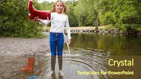  Presentation with teenage girl - Colorful theme enhanced with away fishing - teenage girl standing backdrop and a tawny brown colored foreground