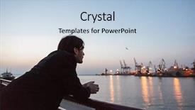  Presentation with sea port - Cool new presentation theme with away near the sea odessa backdrop and a  colored foreground