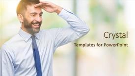  Presentation with far away - Colorful theme enhanced with away with hand over head backdrop and a soft green colored foreground