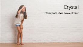  Presentation with white brick wall - Cool new slides with away with hand over head backdrop and a white colored foreground