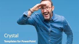  Presentation with far away - Beautiful slide deck featuring away with hand over head backdrop and a  colored foreground