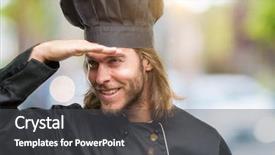  Presentation with young grey maine coon cat - Theme with away with hand over head background and a  colored foreground