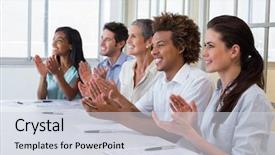 Presentation with business casual - PPT layouts having awayday - casual business team clapping background and a  colored foreground