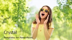  Presentation with people concept surgeon in mask - Amazing PPT theme having awe - summer accessory and people concept backdrop and a yellow colored foreground