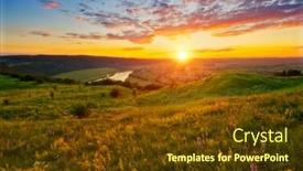  Presentation with awesome - Beautiful slide set featuring awesome-colorfull-cloudscape-over backdrop and a tawny brown colored foreground