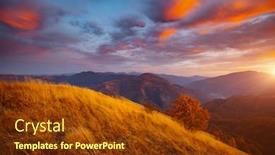  Presentation with awesome - Slide deck with awesome-evening-landscape-are-illuminated background and a tawny brown colored foreground