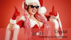  Presentation with awesome - Amazing slide deck having awesome sexy christmas girl in headphones red background christmas party dj girl backdrop and a red colored foreground