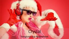 Presentation with awesome - Amazing theme having awesome sexy christmas girl in headphones red background christmas party dj girl backdrop and a red colored foreground