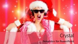  Presentation with awesome - Cool new presentation with awesome sexy christmas girl in headphones red background christmas party dj girl backdrop and a coral colored foreground