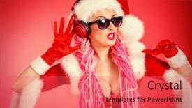  Presentation with awesome - Theme with awesome sexy christmas girl in headphones red background christmas party dj girl background and a red colored foreground