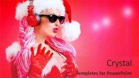  Presentation with awesome - Presentation consisting of awesome sexy christmas girl in headphones red background christmas party dj girl background and a red colored foreground