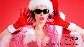  Presentation with awesome - Cool new PPT layouts with awesome sexy christmas girl in headphones red background christmas party dj girl backdrop and a coral colored foreground