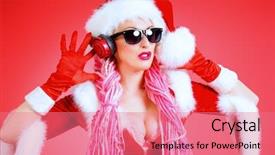  Presentation with awesome - PPT theme enhanced with awesome sexy christmas girl in headphones red background christmas party dj girl background and a coral colored foreground