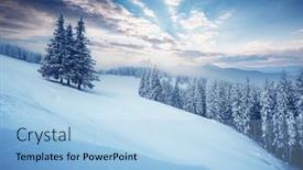  Presentation with happy new year - Slide deck with awesome-winter-landscape-with-snowy background and a light blue colored foreground