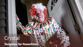  Presentation with clown - Amazing PPT theme having awkward-man-dressed backdrop and a tawny brown colored foreground