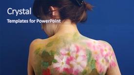  Presentation with flower beautiful lilac border - Slides enhanced with awsome - beautiful lady with flower dress background and a  colored foreground