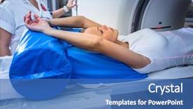  Presentation with modern color - PPT theme having axial tomography cat scan medical background and a ocean colored foreground