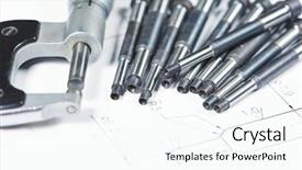  Presentation with measuring - Audience pleasing presentation theme consisting of axle shafts - metal part machining details backdrop and a cool aqua colored foreground