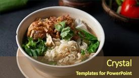  Presentation with ramen - PPT layouts featuring ayam - asian ramen noodles soup background and a tawny brown colored foreground
