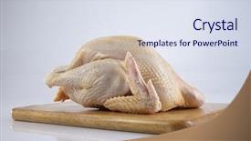  Presentation with hen - Theme consisting of ayam - crude hen on a chopping background and a sky blue colored foreground