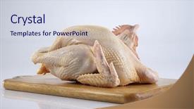  Presentation with hen - Audience pleasing PPT layouts consisting of ayam - crude hen on a chopping backdrop and a sky blue colored foreground