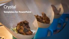  Presentation with fragrant - Cool new PPT layouts with ayam - traditional malay food takeaway fragrant backdrop and a gray colored foreground