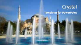  Presentation with istanbul bosphorus bridge turkey - Cool new presentation design with ayasofya mosque - aya sofia istanbul turkey backdrop and a teal colored foreground