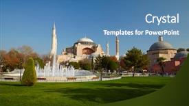  Presentation with ayasofya mosque - PPT theme with ayasofya mosque - aya sofia istanbul turkey background and a teal colored foreground