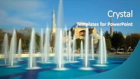  Presentation with istanbul - PPT theme with ayasofya mosque - aya sofia istanbul turkey background and a teal colored foreground
