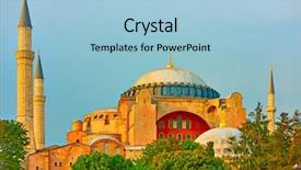  Presentation with ayasofya mosque - Slide set with ayasofya mosque - hagia sophia in istanbul turkey background and a light blue colored foreground