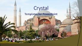  Presentation with ayasofya mosque - PPT theme with ayasofya mosque - hagia sophia in istanbul turkey background and a sky blue colored foreground