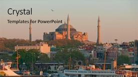  Presentation with ayasofya mosque - Slides enhanced with ayasofya mosque - istanbul panorama with st sofia background and a mint green colored foreground