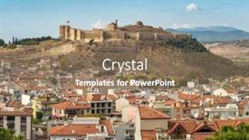  Presentation with hill - Slide deck enhanced with ayasuluk-castle-on-ayasuluk-hill background and a coral colored foreground